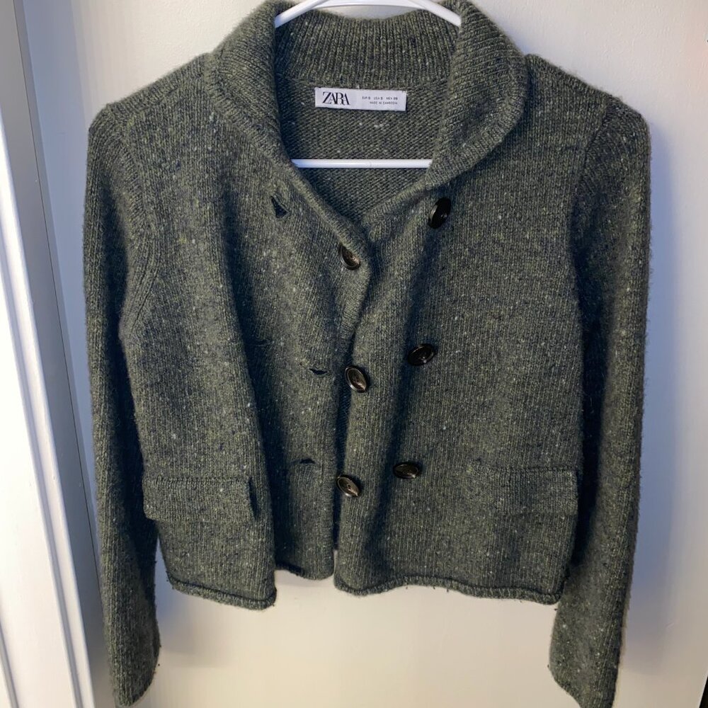 Zara Wool-blend Olive Green Sweater